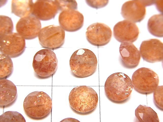 [Video] High Quality Sunstone AAA Loose stone Round Faceted 6x6mm 5pcs