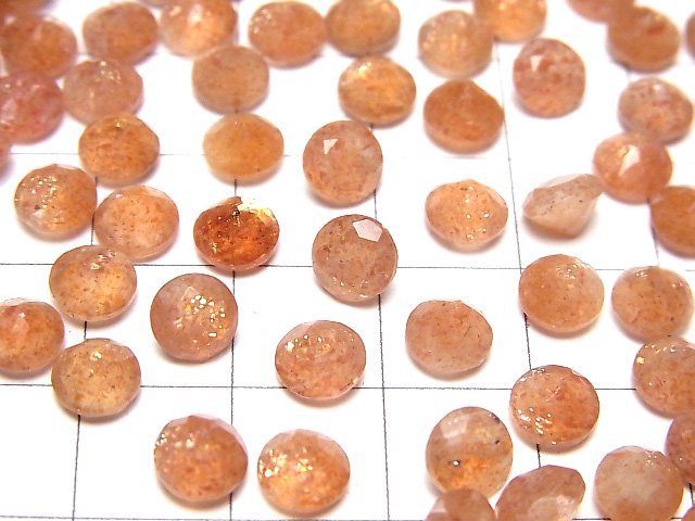 [Video] High Quality Sunstone AAA Loose stone Round Faceted 6x6mm 5pcs