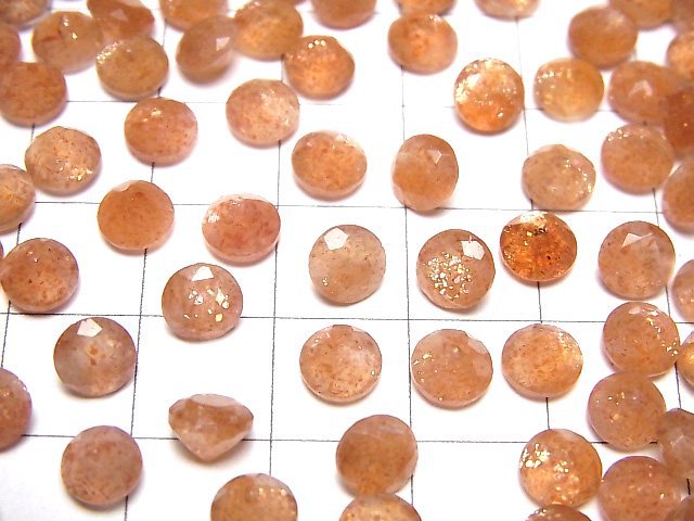 [Video] High Quality Sunstone AAA Loose stone Round Faceted 6x6mm 5pcs