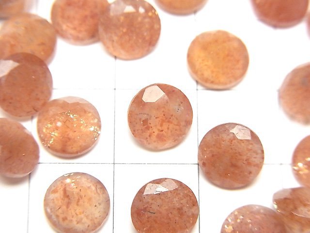 [Video]High Quality Sunstone AAA Loose stone Round Faceted 8x8mm 3pcs