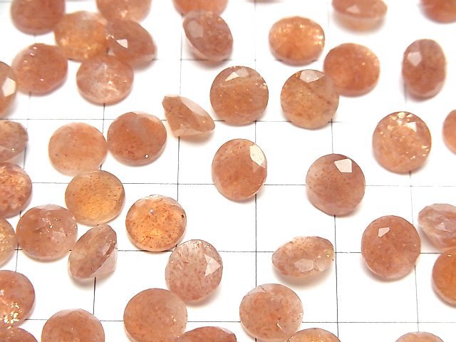 [Video]High Quality Sunstone AAA Loose stone Round Faceted 8x8mm 3pcs