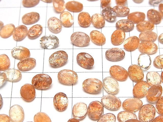 [Video]High Quality Sunstone AAA Loose stone Oval Faceted 7x5mm 5pcs