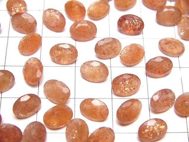 [Video] High Quality Sunstone AAA- Loose stone Oval Faceted 8x6mm 5pcs