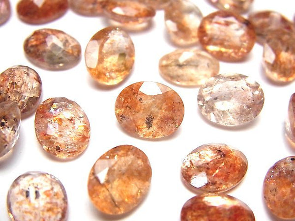 [Video]High Quality Sunstone AAA Loose stone Oval Faceted 10x8mm 3pcs