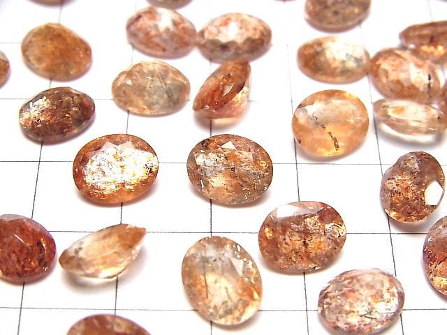 [Video]High Quality Sunstone AAA Loose stone Oval Faceted 10x8mm 3pcs