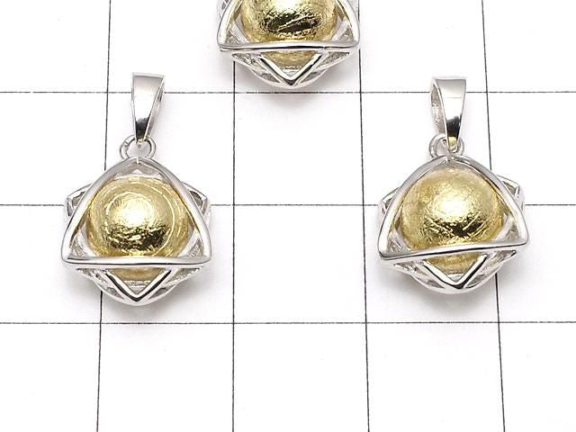 Météorite (météorite d'Altaï) 8mm sphère sertie Pendentif en forme d'étoile couleur or Argent 925