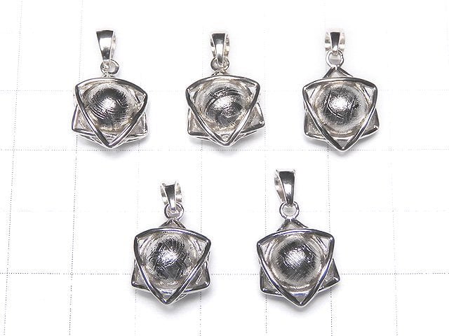 Meteorite (Muonionalusta) 8mm sphere set star shape Pendant Silver925