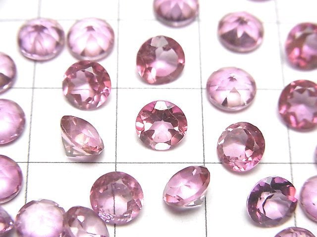 [Video]High Quality Pink Topaz AAA Loose stone Round Faceted 6x6mm 5pcs