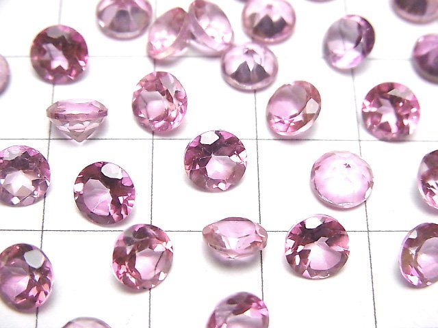 [Video]High Quality Pink Topaz AAA Loose stone Round Faceted 6x6mm 5pcs