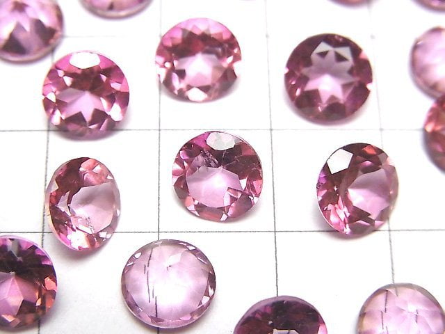 [Video]High Quality Pink Topaz AAA Loose stone Round Faceted 8x8mm 3pcs