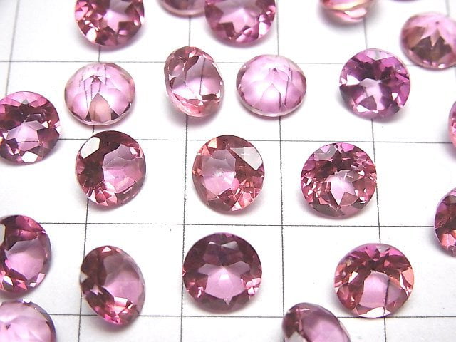 [Video]High Quality Pink Topaz AAA Loose stone Round Faceted 8x8mm 3pcs