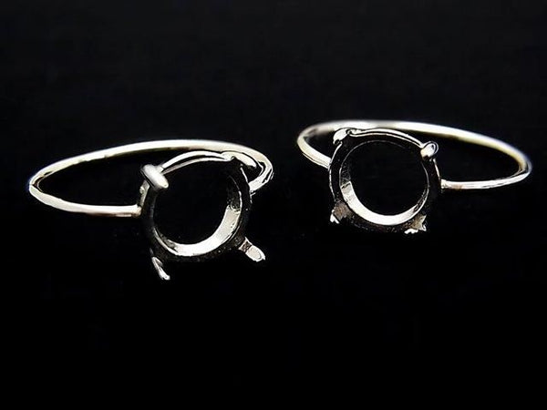[Video] Silver925 Ring Frame (Prong Setting) Round 8mm Rhodium Plated 1pc
