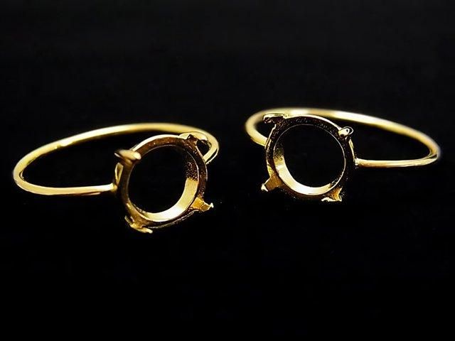 [Video]Silver925 Ring Frame (Prong Setting) Round 8mm 18KGP 1pc