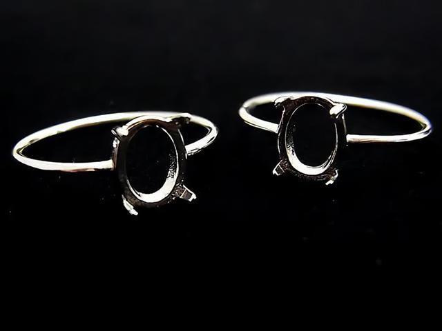 [Video] Silver925 Ring Frame (Prong Setting) Oval 8x6mm Rhodium Plated 1pc
