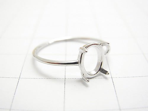 [Video]Silver925 Ring Frame (Prong Setting)Oval 8x6mm Rhodium Plated 1pc