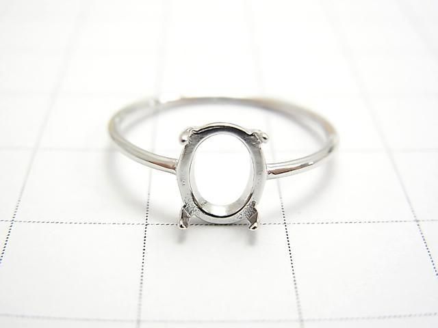 [Video] Silver925 Ring Frame (Prong Setting) Oval 8x6mm Rhodium Plated 1pc