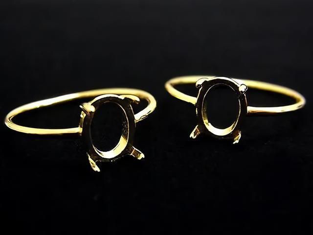 [Video] Silver925 Ring Frame (Prong Setting) Oval 8x6mm 18KGP 1pc