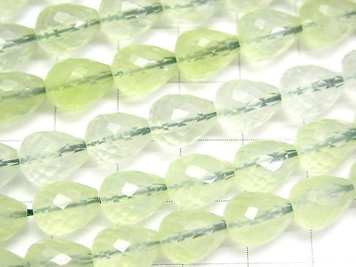 [Video] Prehnite AAA Vertical Hole Faceted Drop 10x8x8mm 1/4 or 1strand beads (aprx.15inch/38cm)