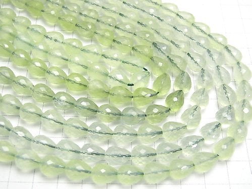 [Video] Prehnite AAA Vertical Hole Faceted Drop 10x8x8mm 1/4 or 1strand beads (aprx.15inch/38cm)