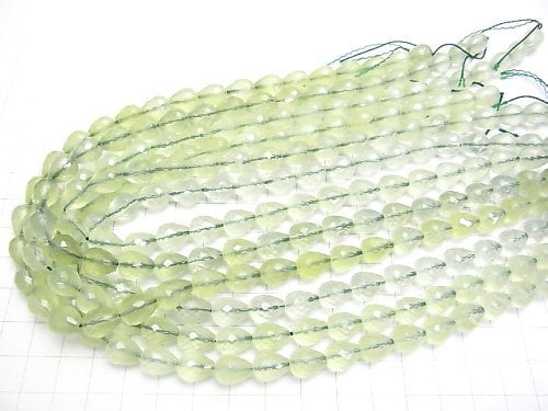 [Video] Prehnite AAA Vertical Hole Faceted Drop 10x8x8mm 1/4 or 1strand beads (aprx.15inch/38cm)