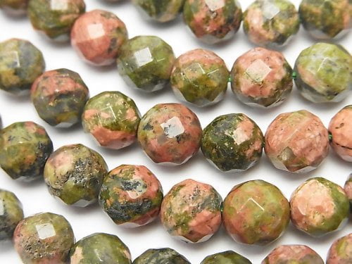 Faceted Round, Unakite Gemstone Beads