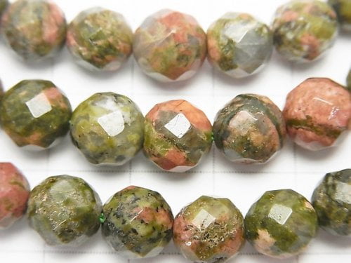 1strand $7.79! Unakite 64 Faceted Round 8 mm 1strand beads (aprx.15 inch / 36 cm)