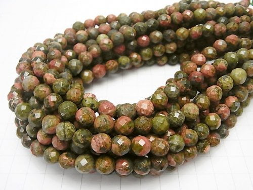 1strand $7.79! Unakite 64 Faceted Round 8 mm 1strand beads (aprx.15 inch / 36 cm)