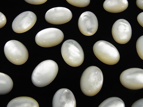 [Video] High Quality White Shell (Silver-lip Oyster)AAA Oval Cabochon 14x10mm 3pcs