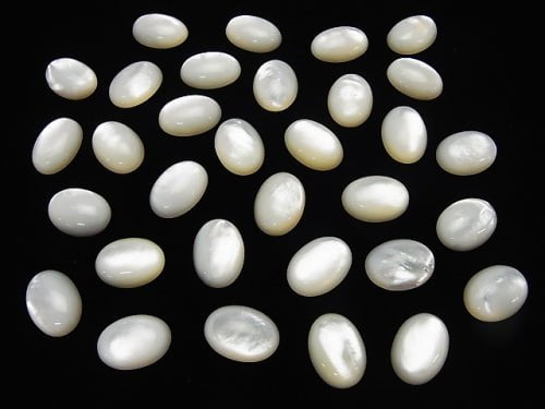 [Video] High Quality White Shell (Silver-lip Oyster)AAA Oval Cabochon 14x10mm 3pcs