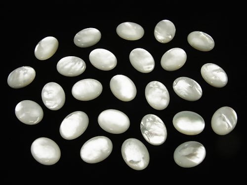 [Video] High Quality White Shell (Silver-lip Oyster)AAA Oval Cabochon 16x12mm 2pcs