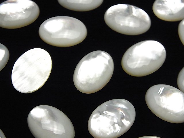 [Video] High Quality White Shell (Silver-lip Oyster)AAA Oval Cabochon 18x13mm 2pcs