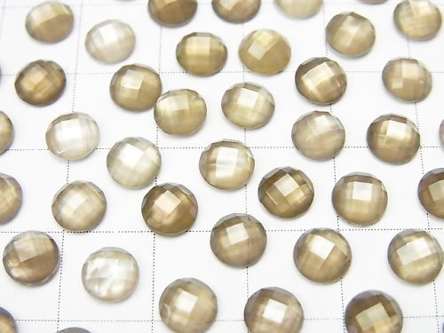 3pcs $5.79! White Shell xSmoky Crystal Quartz AAA Round Faceted Cabochon 6x6 mm 3pcs
