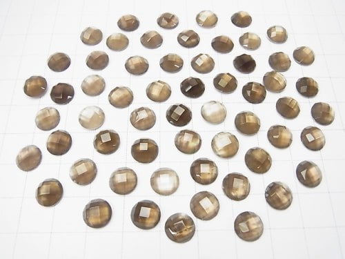 3pcs $7.79! White Shell xSmoky Crystal Quartz AAA Round Faceted Cabochon 8 x 8 mm 3 pcs