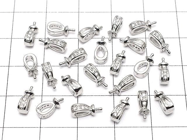 Metal parts Bail with Screw Eye Silver color (with CZ) 3pcs