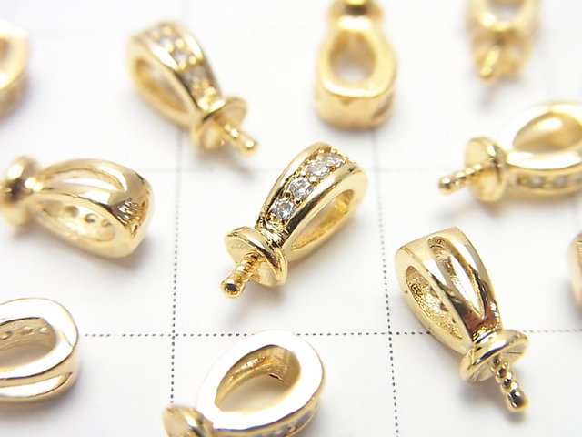 Metal parts Bail with Screw Eye Gold color (with CZ) 3pcs