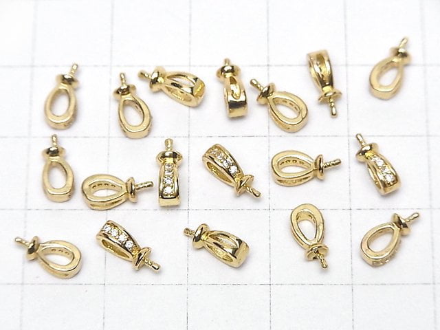 Metal parts Bail with Screw Eye Gold color (with CZ) 3pcs