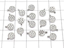 Metal parts Coin charm 8x6mm Silver color (with CZ) 3pcs