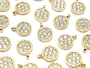 Metal parts Coin charm 8x6mm Gold color (with CZ) 3pcs