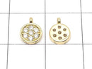 Metal parts Coin charm 8x6mm Gold color (with CZ) 3pcs