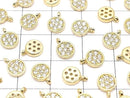Metal parts Coin charm 8x6mm Gold color (with CZ) 3pcs