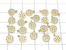 Metal parts Coin charm 8x6mm Gold color (with CZ) 3pcs