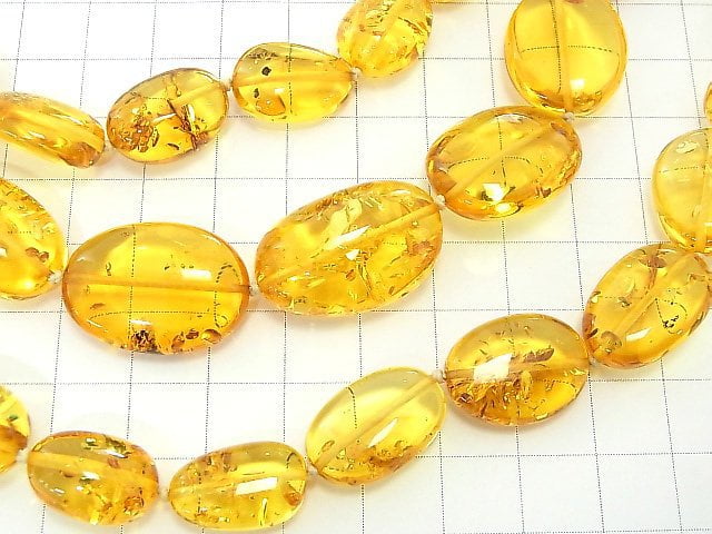 [Video] [One of a kind] High Quality Baltic Amber AAA Nugget Necklace 1strand beads (aprx.26inch / 64cm) NO.75