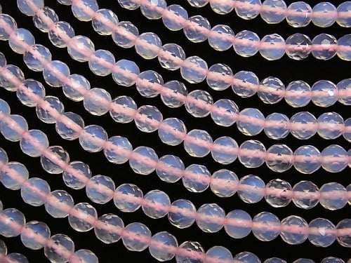 Opalite 64Faceted Round 8mm Pink 1strand beads (aprx.14inch/35cm)