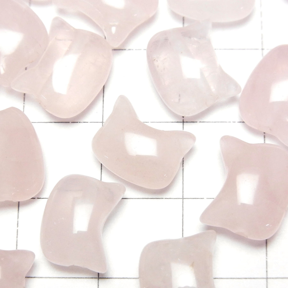 Rose Quartz AA+ Cat Motif 10x12mm [Horizontal Hole] 3pcs
