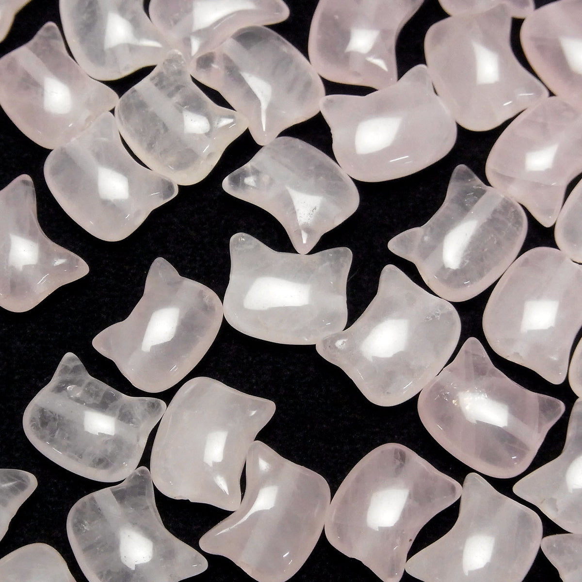 Rose Quartz AA+ Cat Motif 10x12mm [Horizontal Hole] 3pcs