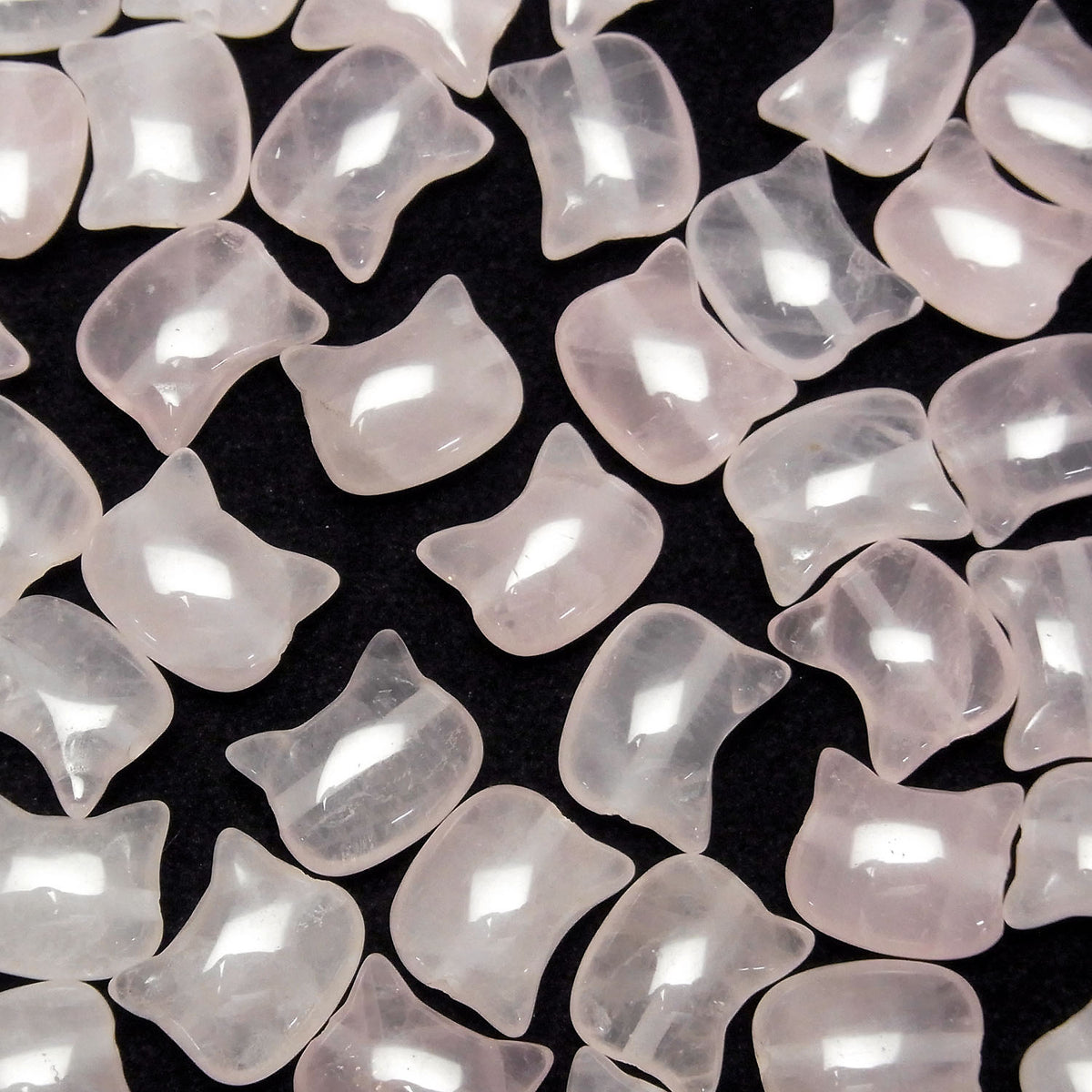 Rose Quartz AA+ Cat Motif 10x12mm [Horizontal Hole] 3pcs