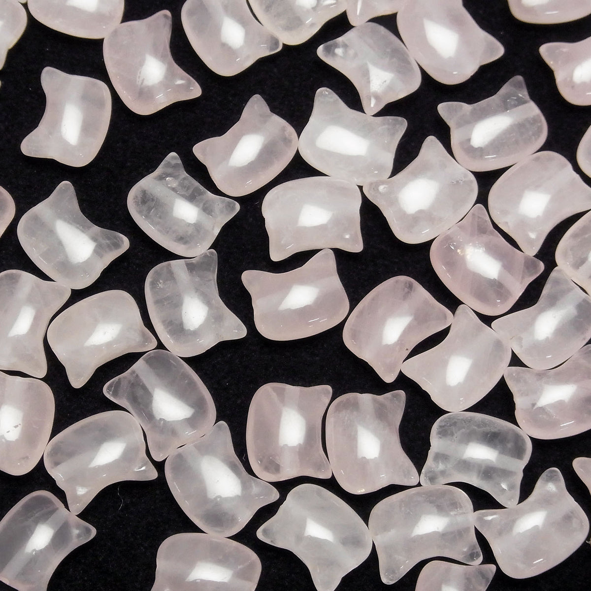 Rose Quartz AA+ Cat Motif 10x12mm [Horizontal Hole] 3pcs
