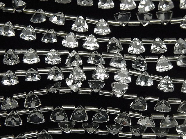 [Video] High Quality White Topaz AAA Triangle Faceted 6x6mm half or 1strand (26pcs)