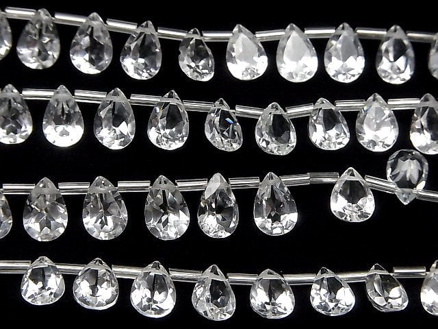 [Video] High Quality White Topaz AAA Pear shape Faceted 9x6mm half or 1strand (18pcs )