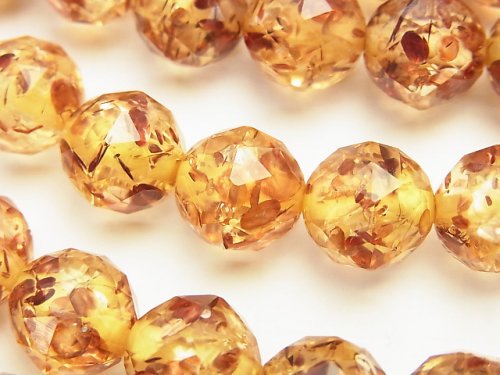 Amber, Faceted Round, Triangle Gemstone Beads